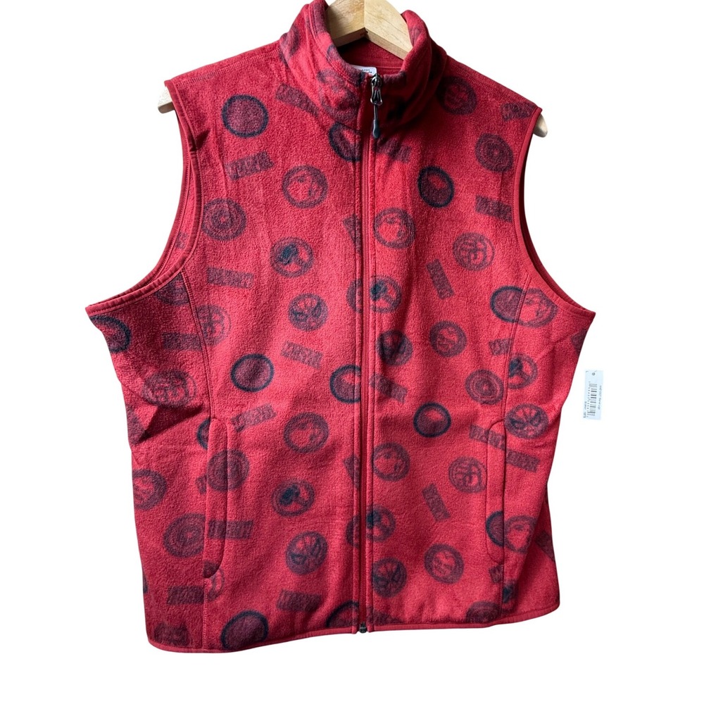 Marvel Amazon Essentials Fleece Vest All Over Print Red‎ Black Size Large